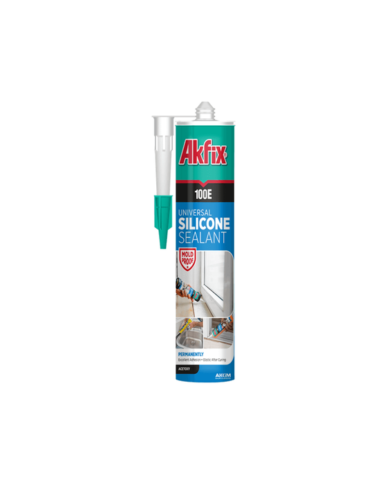 Akfix - 100E Silicone acetico multiuso trasparente Ml. 280 (Cartone da 24 pz)