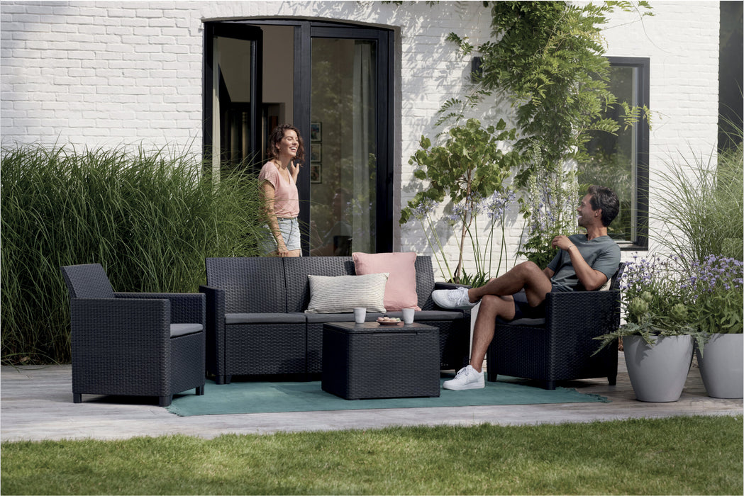 Salotto in resina grigio antracite "Emma Lounge" 3 posti Keter