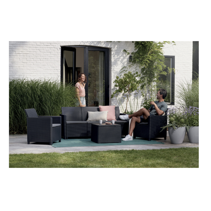 Salotto in resina grigio antracite "Emma Lounge" 3 posti Keter