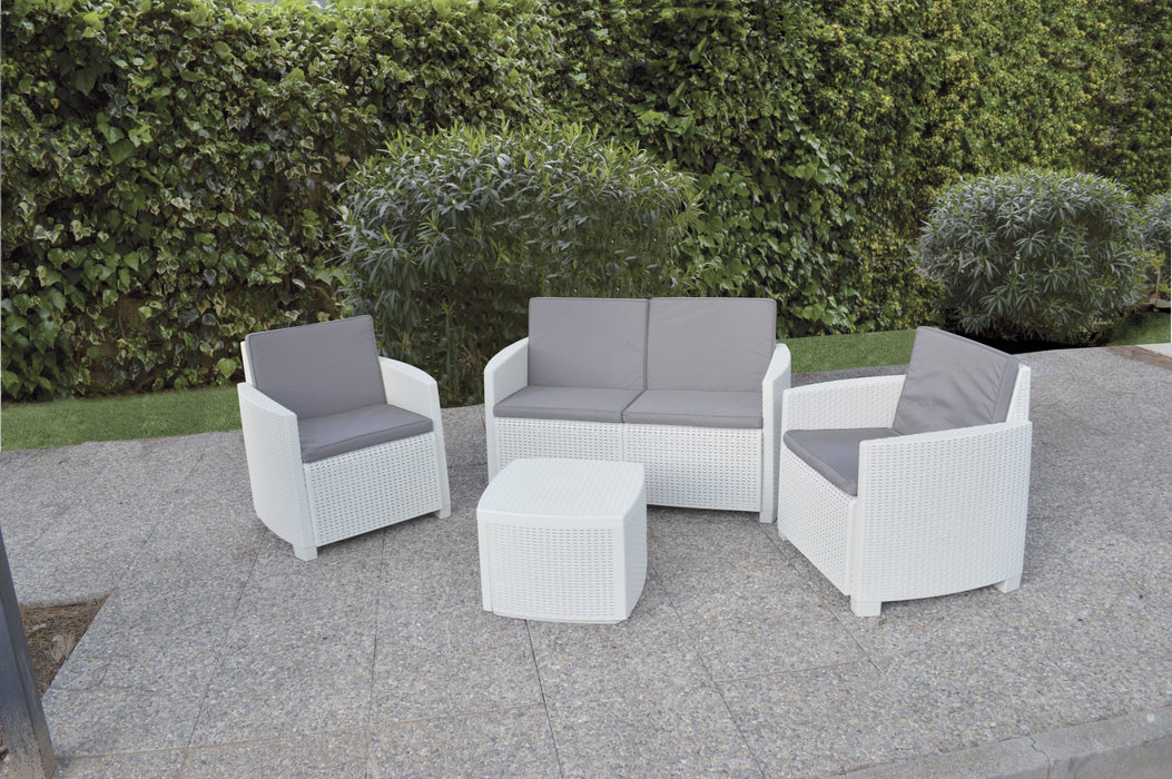 Salotto in resina "Panarea" bianco per 4 persone