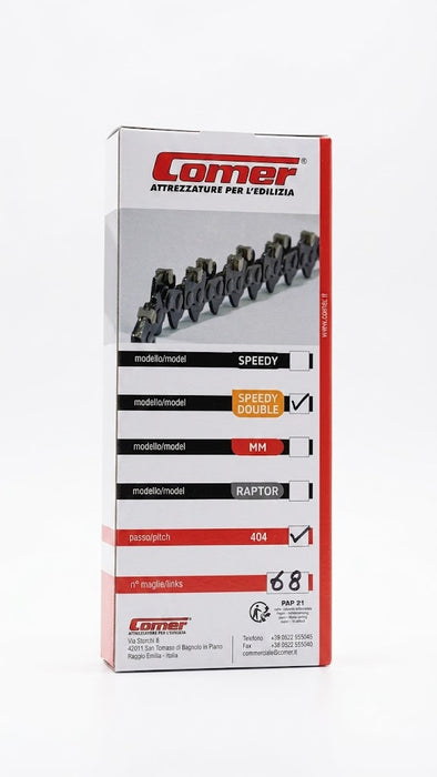Comer - Catena di ricambio Speedy Double passo 404, 68 maglie per elettosega Comer E21, E23 per barra cm.53
