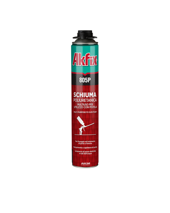 Akfix - Schiuma poliuretanica universale Multiuso per pistola ml.750 - Vendita a cartone da 12 pz.