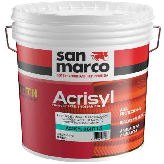 San Marco - Acrisyl Light KP 1.2 Bianco Kg 20 – Rivestimento Acril-Silossanico Alleggerito