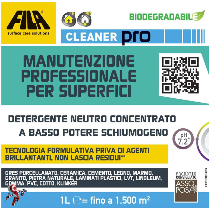 Fila - Cleaner Pro detergente per la pulizia ordinaria di gres porcellanato