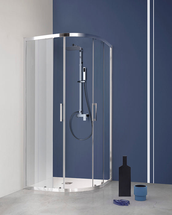 Tamanaco - Box doccia semicircolare H. 200 con ante scorrevoli mod. FS40 cristallo 6 mm trasparente, finitura Cromo
