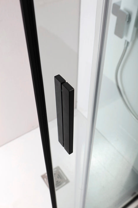 Tamanaco - Nicchia doccia H. 200 con ante scorrevoli reversibile mod. PSCRapid cristallo 6 mm trasparente, finitura Nero Matt