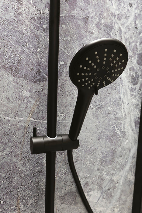 Tamanaco - Colonna doccia Tritone in ottone finitura nero opaco con soffione tondo d.225