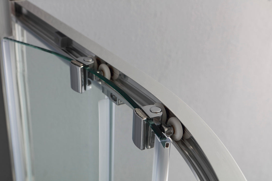 Tamanaco - Box doccia semicircolare H. 200 con ante scorrevoli mod. FS40 cristallo 6 mm trasparente, finitura Cromo