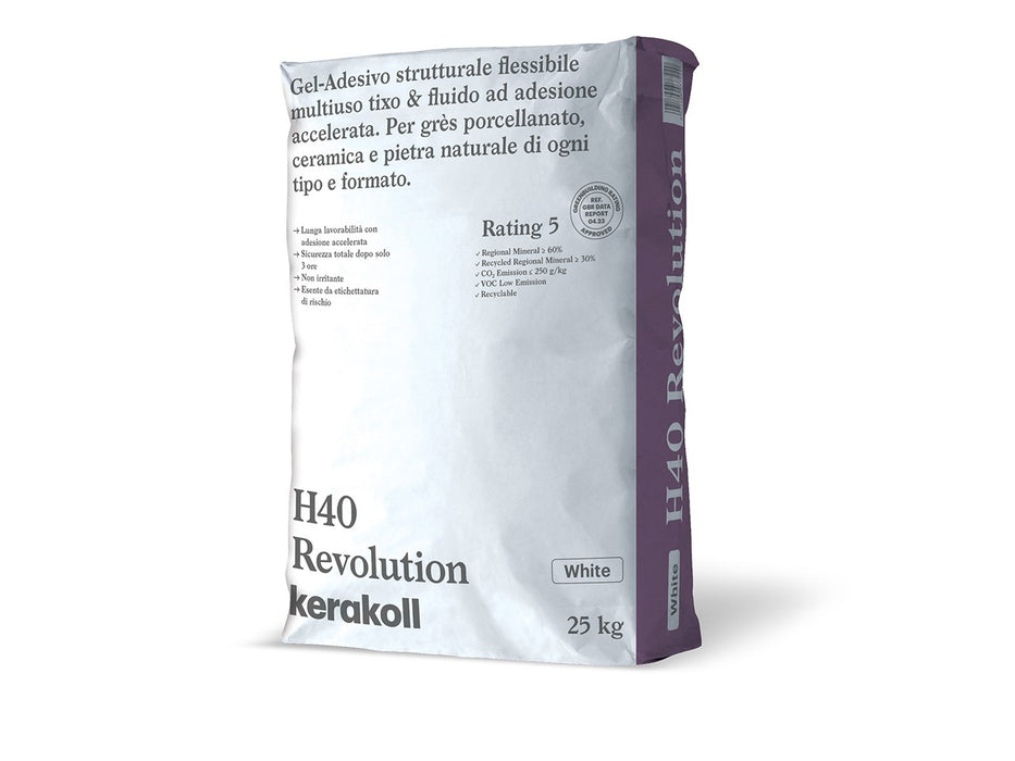 Kerakoll - H40 Revolution Collante bianco flessibile, 25 kg