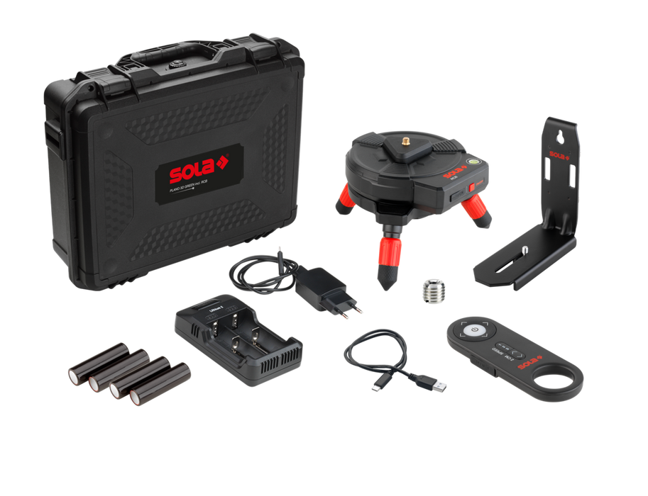 SOLA PLANO 3D GREEN RCB SET – Livello Laser 3×360° con Base Radio Comandata
