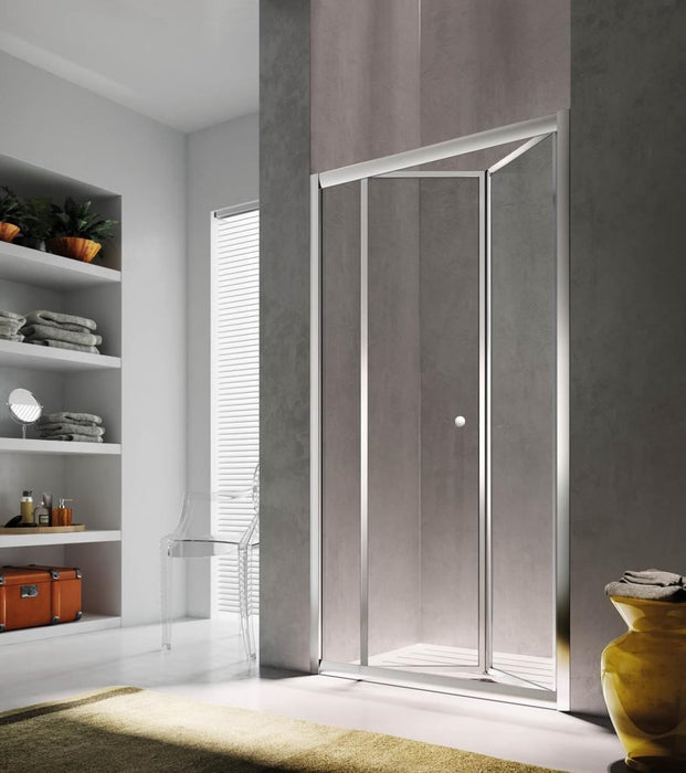 Glass - Porta a soffietto in nicchia Isy ij cm. 90 profilo cromato, cristallo trasparente