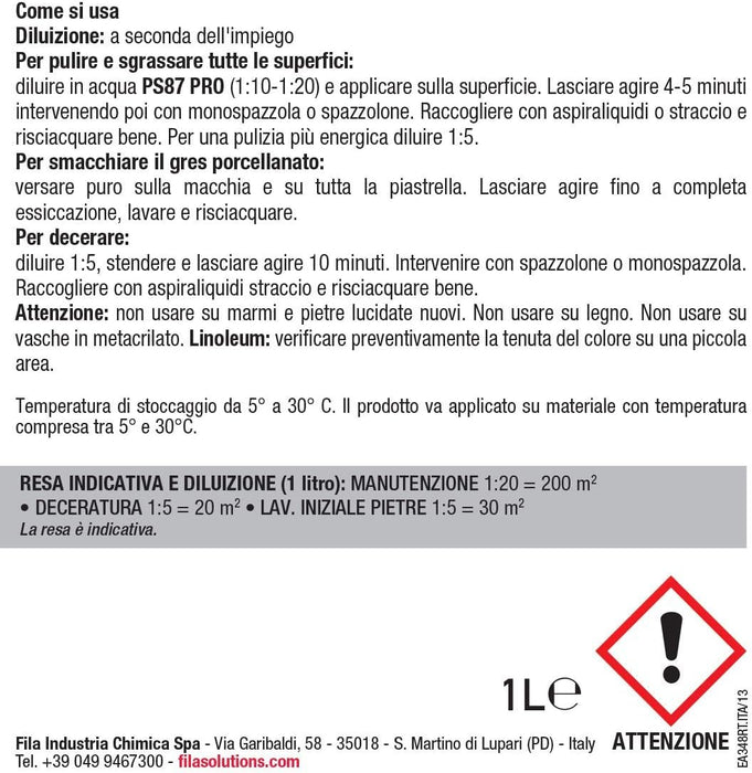 Fila - PS87 Pro lt. 1 e lt. 5 Pulizia sgrassante professionale