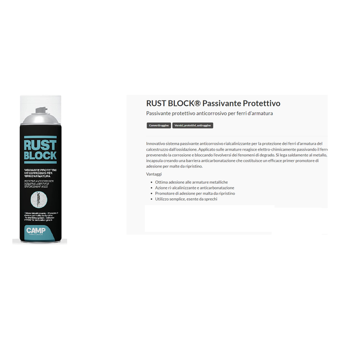 Camp - Rust Block Passivante, Protettivo anticorrosivo per ferri d'armatura