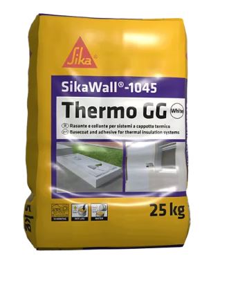 Sika - SikaWall-1045 GG, Adesivo rasante bianco per EPS, XPS, lana di roccia e sughero, 25 kg