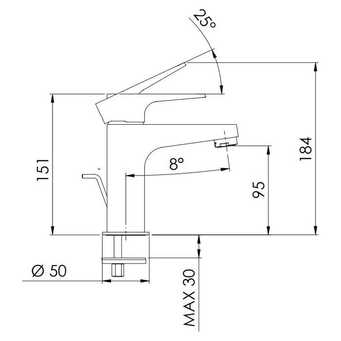 Daniel Rubinetterie - Single lever basin mixer with Smart SR605CR waste
