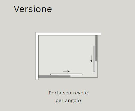 Tamanaco - Box doccia H. 200 con ante scorrevoli reversibile mod. Quick cristallo 6 mm trasparente, finitura Cromo