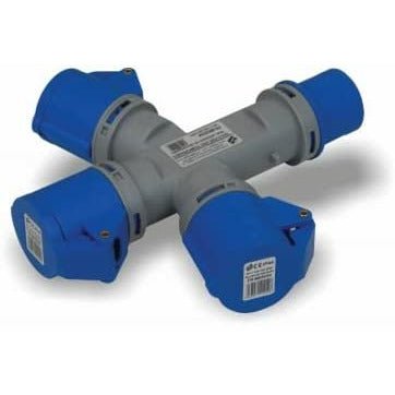 Adattatore 3 vie per uso industriale FRIGGERI, FR-M030/44, spina CEE 2P+T 16A, 3 x prese CEE 2P+T 16A -