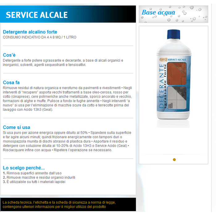 - Geal - Service alcale lt.1 decerante sgrassante forte - Prodotti pulizia