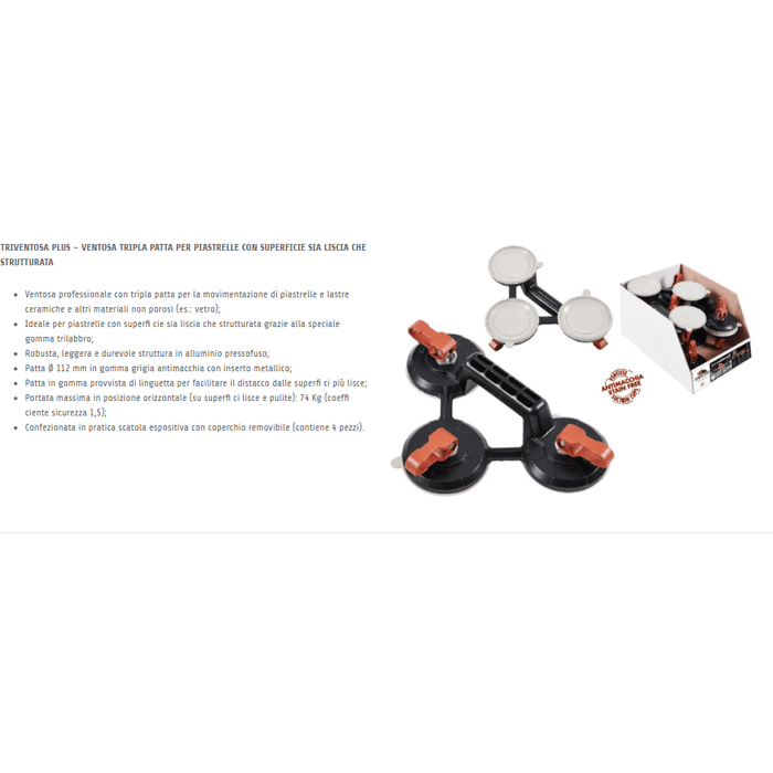 - Raimondi - Tri-Ventosa Raimondi Art.185TRMK3RP Per Piastrelle Ruvide - Movimentazione e posa