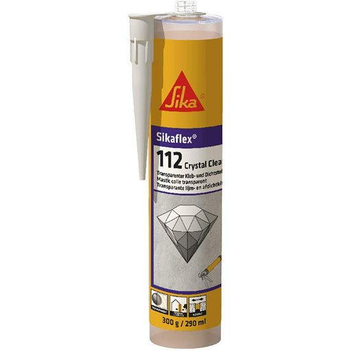 Sika - Sikaflex-112 Crystal Clear Adesivo e sigillante trasparente, multiuso con buona presa iniziale che incolla e sigilla la maggior parte dei materiali. Uso interno ed esterno, 290ml - Sigillanti