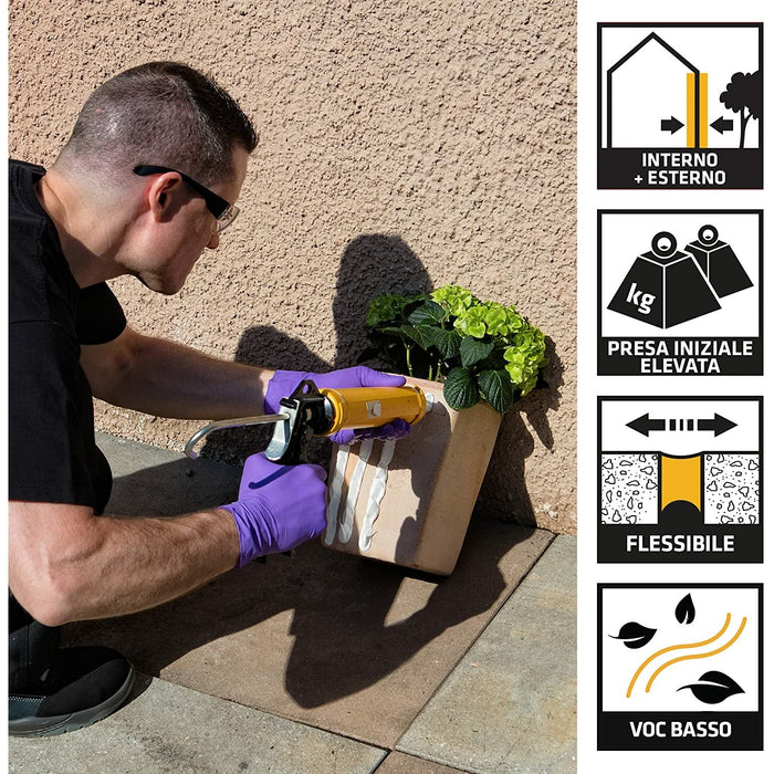 Sika - Sikaflex-118 Extreme Grab Adesivo per applicazioni che richiedono un'elevata presa iniziale, aderisce sulla maggior parte dei materiali edili. Uso in interno ed esterno, Bianco, 290ml - Sigillanti