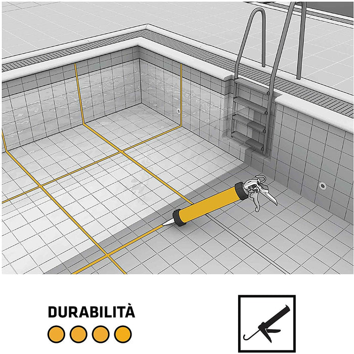 Sika - Sikasil Pool, Sigillante siliconico per giunti di Piscine o di zone della casa permanentemente bagnate. Alta resistenza al cloro e alla proliferazione di funghi e muffe, Bianco, 300ml - Sigillanti