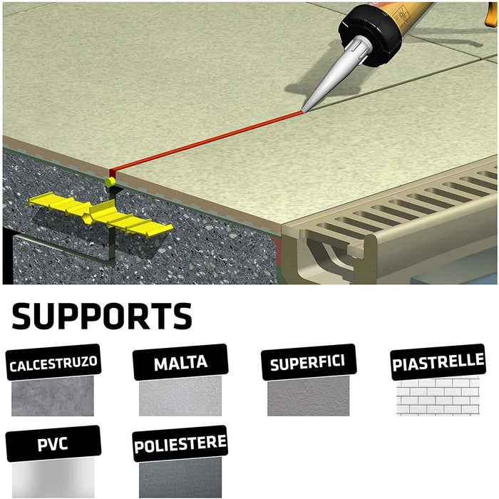 Sika - Sikasil Pool, Sigillante siliconico per giunti di Piscine o di zone della casa permanentemente bagnate. Alta resistenza al cloro e alla proliferazione di funghi e muffe, Bianco, 300ml - Sigillanti