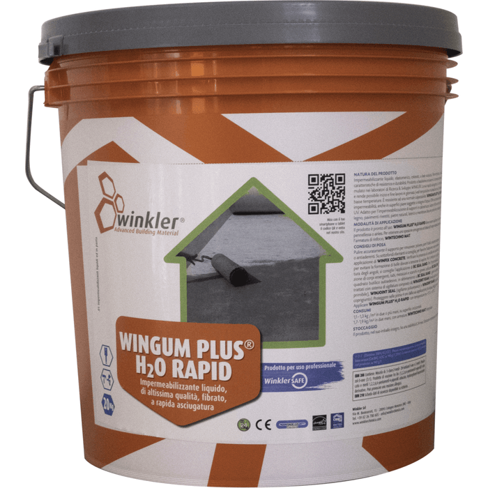 - Winkler - Wingum PLUS H2O kg. 20 Rapid Grigio Guaina Liquida Fibrorinforzata - Impermeabilizzanti acrilici